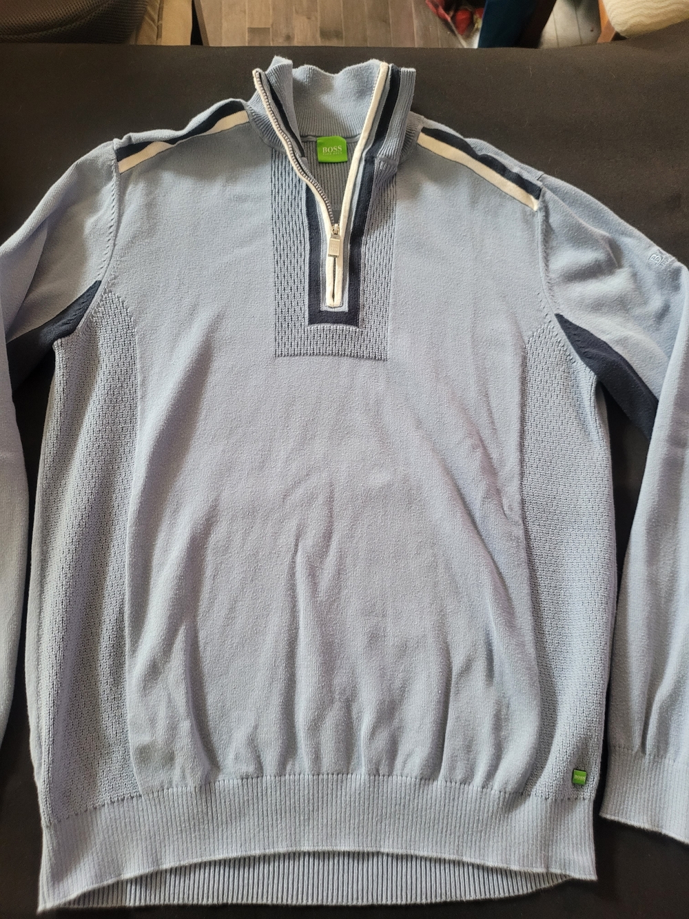 BOSS Light Blue Quarter-Zip Men's Sweater